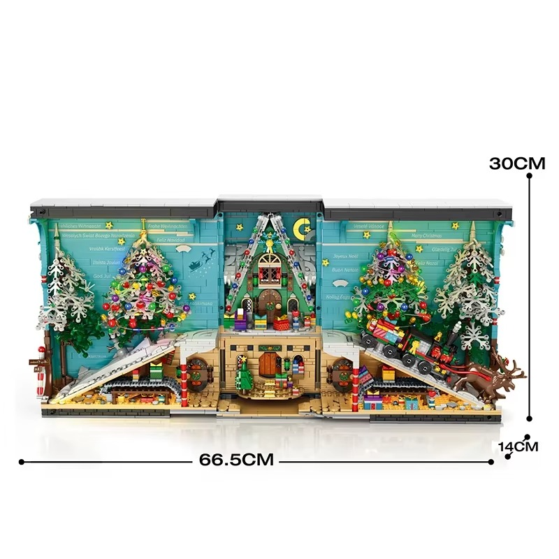 3260PCS Christmas Book Model Building Blocks Christmas Tree House Train Bricks With Light New Year Kids Toys Christmas Gifts