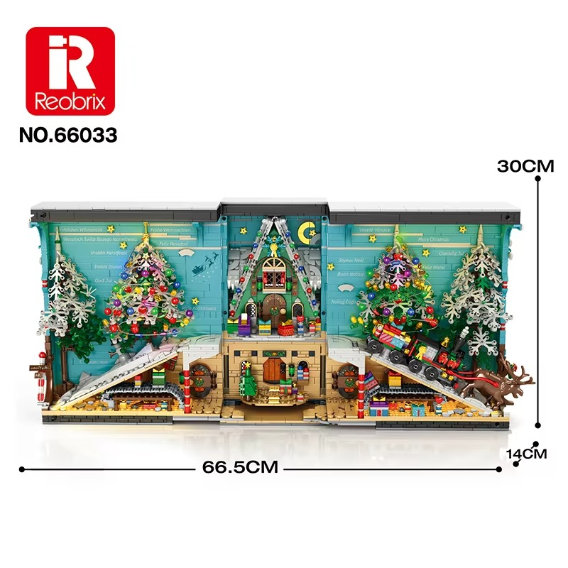 3260PCS Christmas Book Model Building Blocks Christmas Tree House Train Bricks With Light New Year Kids Toys Christmas Gifts