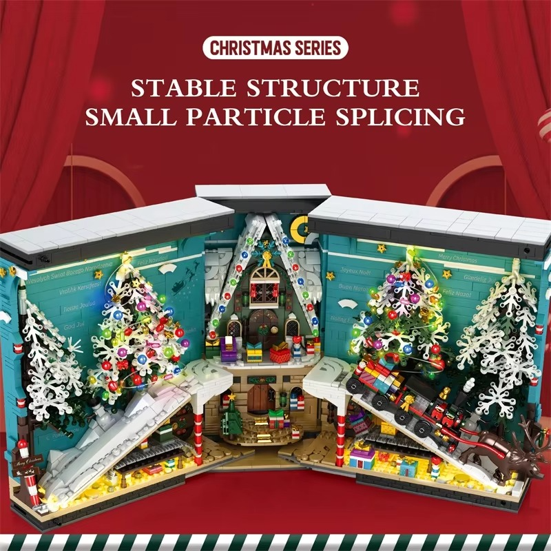 3260PCS Christmas Book Model Building Blocks Christmas Tree House Train Bricks With Light New Year Kids Toys Christmas Gifts