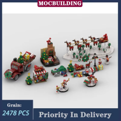 Christmas Pack Set Model Building Blocks MOC Architecture 3D Truck Collection Christmas Tree Christmas Gifts