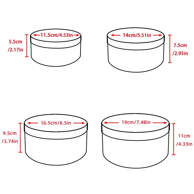 Set Of 4 Circular Gift Box Can Be Nested In Cardboard Gift Packaging Boxes, Wedding, Birthday Party, Christmas Gift Box
