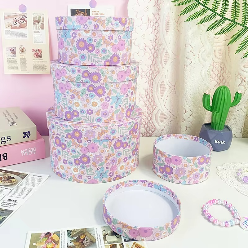 Set Of 4 Circular Gift Box Can Be Nested In Cardboard Gift Packaging Boxes, Wedding, Birthday Party, Christmas Gift Box