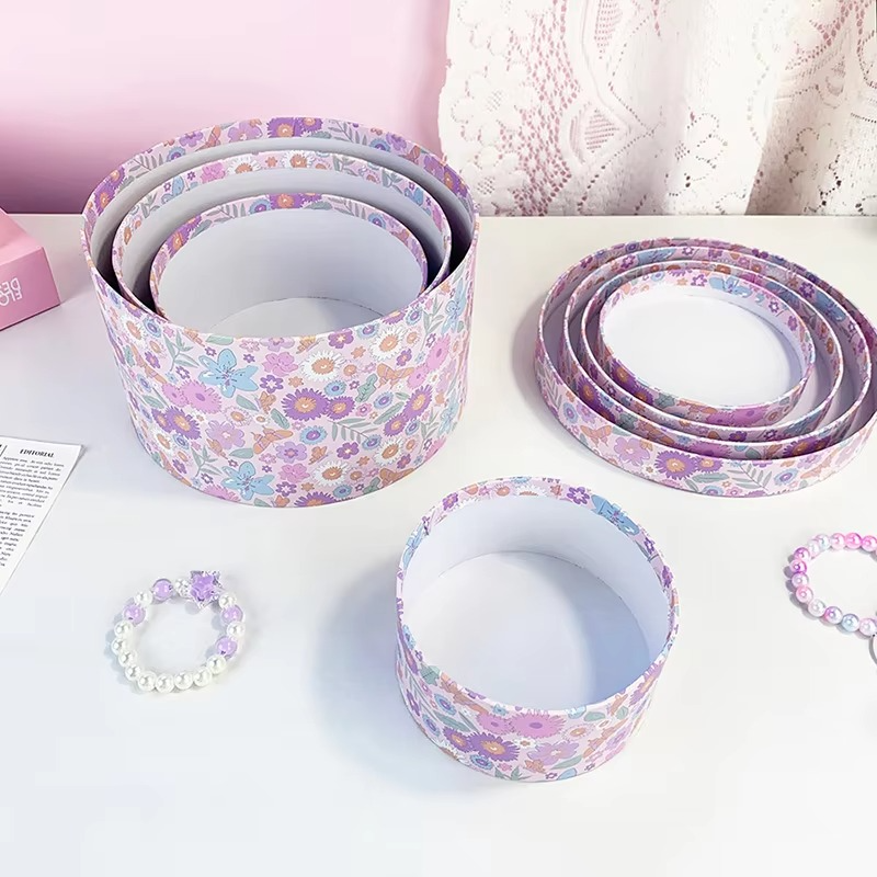 Set Of 4 Circular Gift Box Can Be Nested In Cardboard Gift Packaging Boxes, Wedding, Birthday Party, Christmas Gift Box