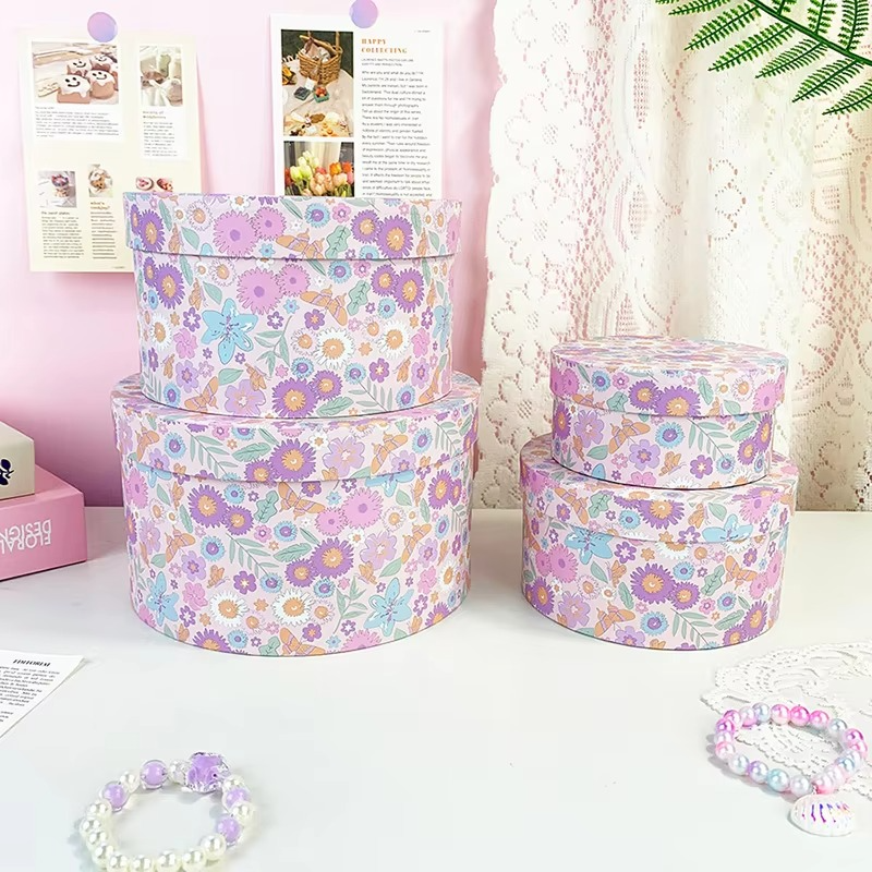 Set Of 4 Circular Gift Box Can Be Nested In Cardboard Gift Packaging Boxes, Wedding, Birthday Party, Christmas Gift Box