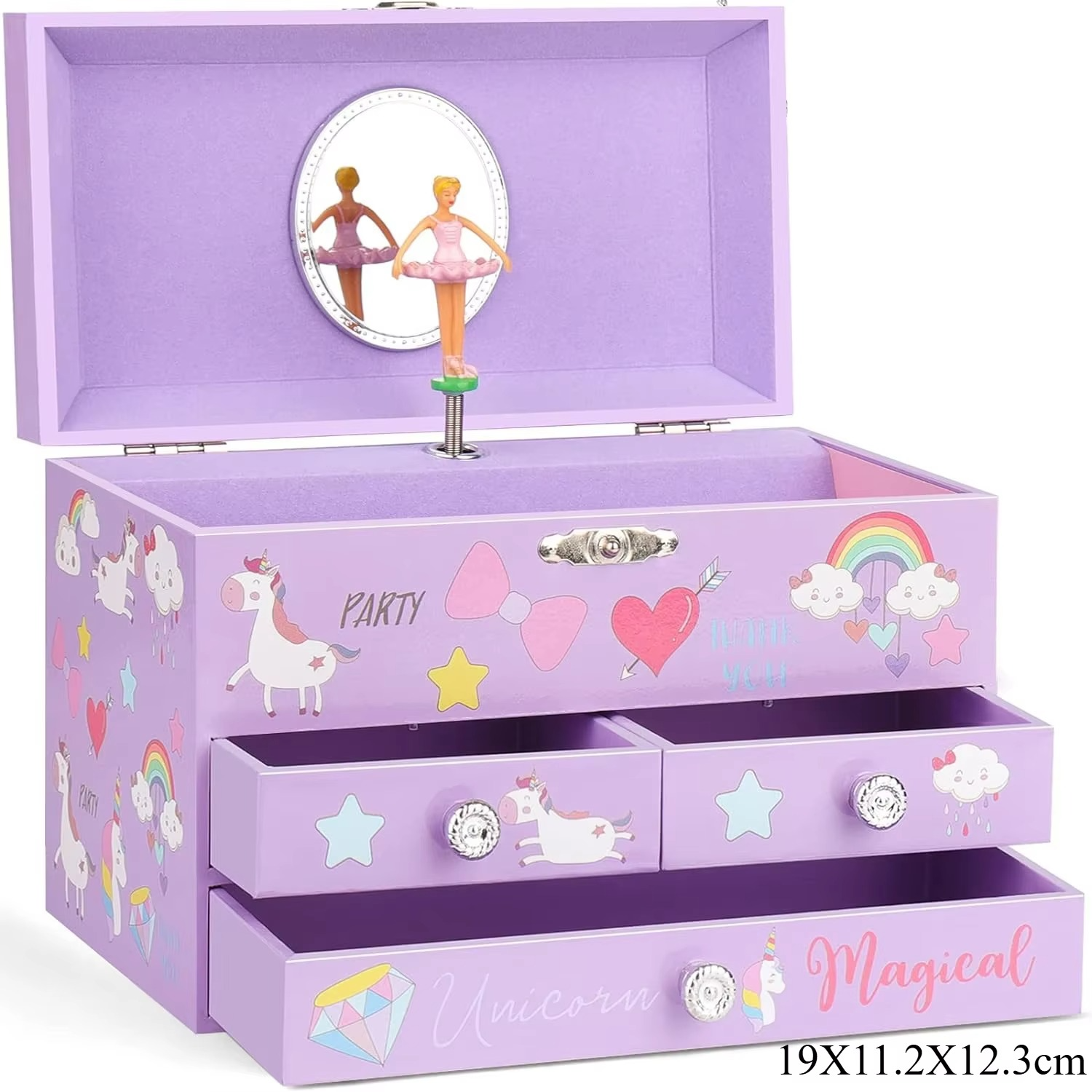 6-inch Purple Pink Castle Unicorn Ballet Music Box Jewelry Storage Box Children's Day Valentine's Day Christmas Birthday Gift