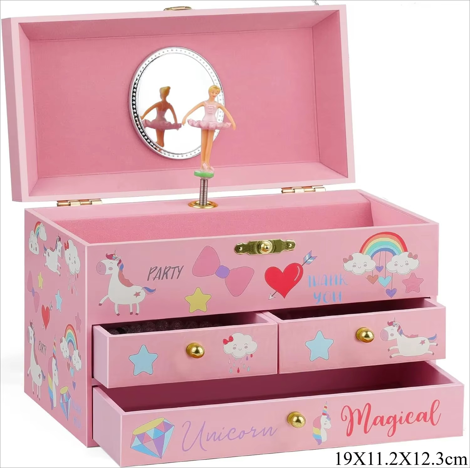 6-inch Purple Pink Castle Unicorn Ballet Music Box Jewelry Storage Box Children's Day Valentine's Day Christmas Birthday Gift