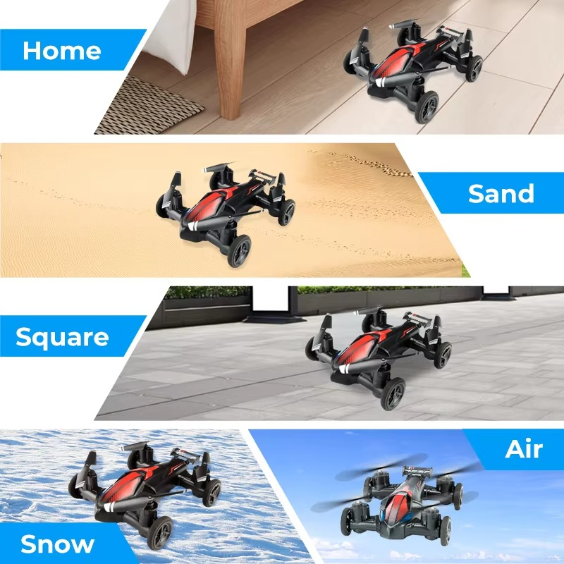 JJRC Land and Air Dual Use RC Drone 360° Tumbling 2.4G Remote Control Quadcopter One-touch Landing Flying Car Children's Toys