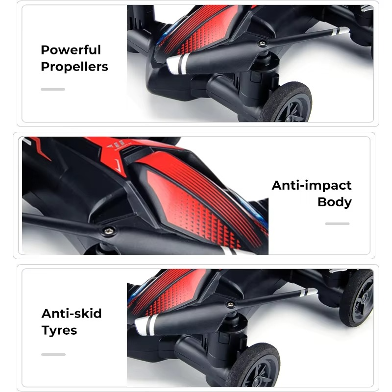 JJRC Land and Air Dual Use RC Drone 360° Tumbling 2.4G Remote Control Quadcopter One-touch Landing Flying Car Children's Toys