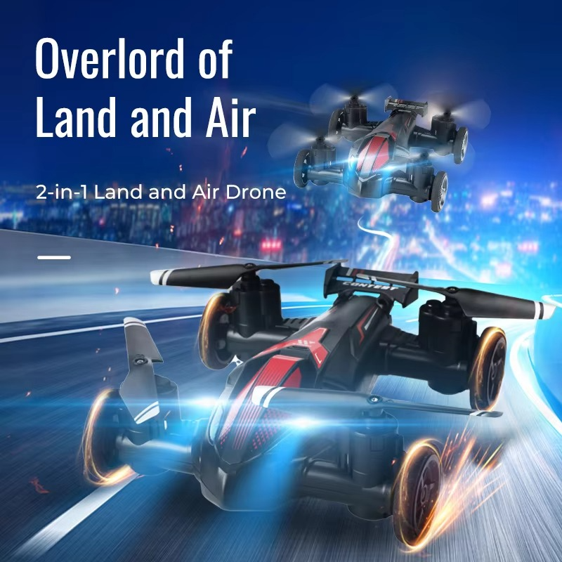 JJRC Land and Air Dual Use RC Drone 360° Tumbling 2.4G Remote Control Quadcopter One-touch Landing Flying Car Children's Toys
