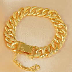 High-quality 9999 gold wrist chain luxury 24K real gold matte Cuban chain bracelet for women hip hop style wedding gorgeous
