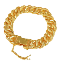 High-quality 9999 gold wrist chain luxury 24K real gold matte Cuban chain bracelet for women hip hop style wedding gorgeous