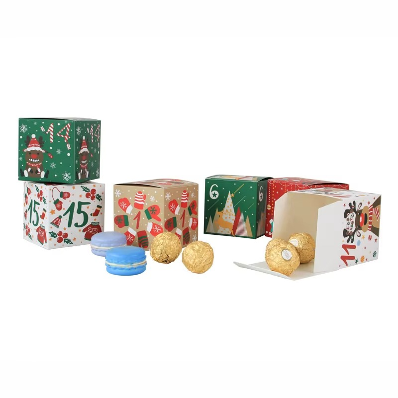 24pcs DIY Christmas Advent Calendar Boxes for 24 Days Kraft Paper Advent Countdown Number gift Boxes for New Year Navidad decor