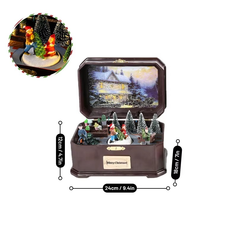 New Luminous Christmas Music Box 2025 Rotating Music Box Xmas Santa Train Ornaments Ideal Christmas Gift for Kids Girlfriend