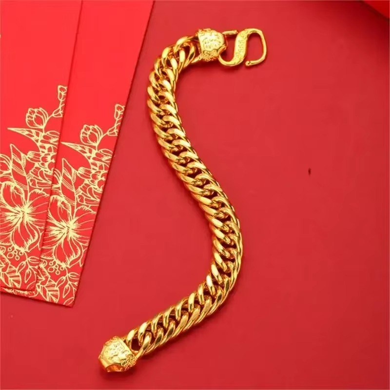 24K yellow gold 9999 real gold Bracelet Men's and Women's Gold 24K Bracelet Wealth Chengbao Boss Chain Gift for Valentine's Day