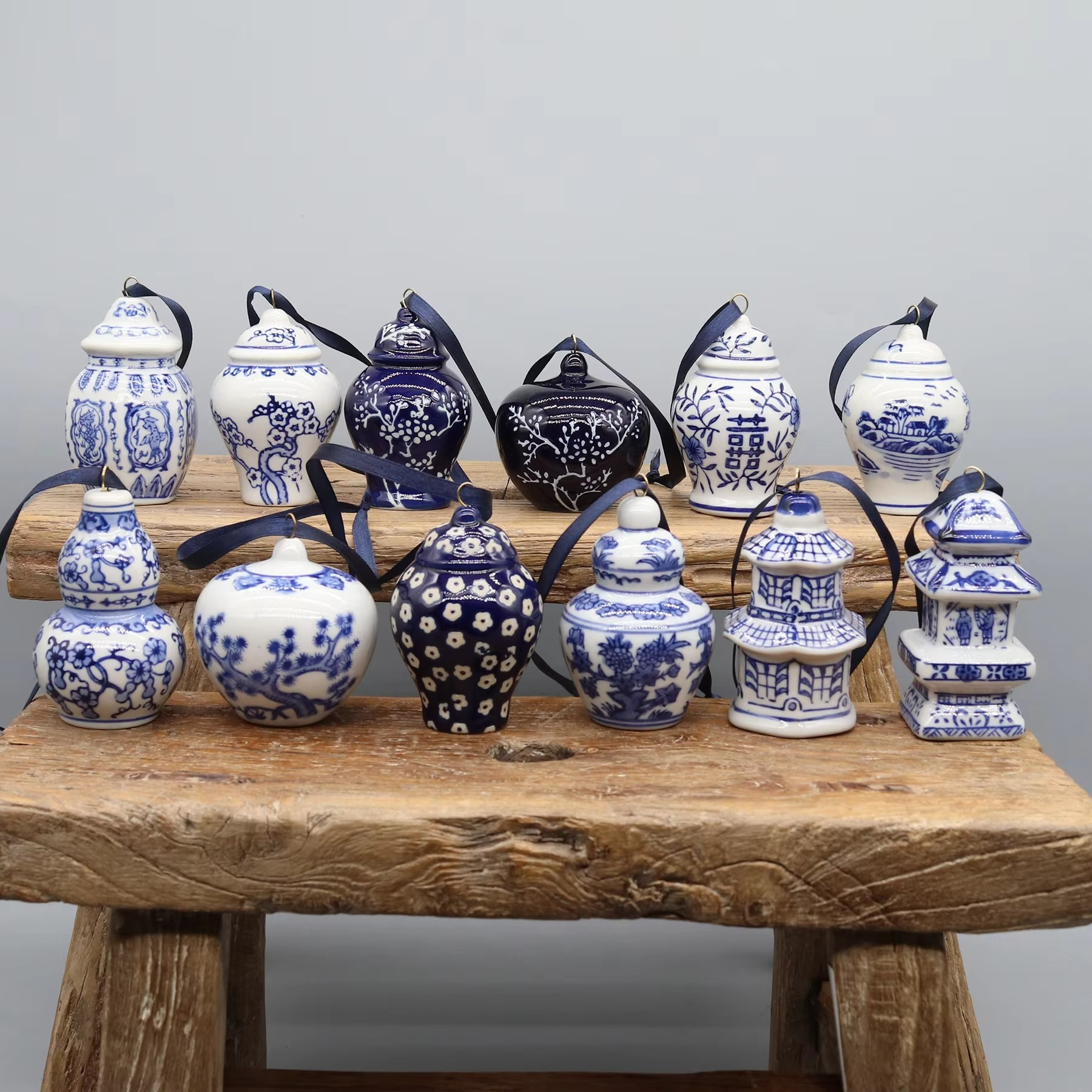 Set of 12 Ceramic Pedants, Mini Ceramic Jar Models, Christmas Ornaments, Home Decoration