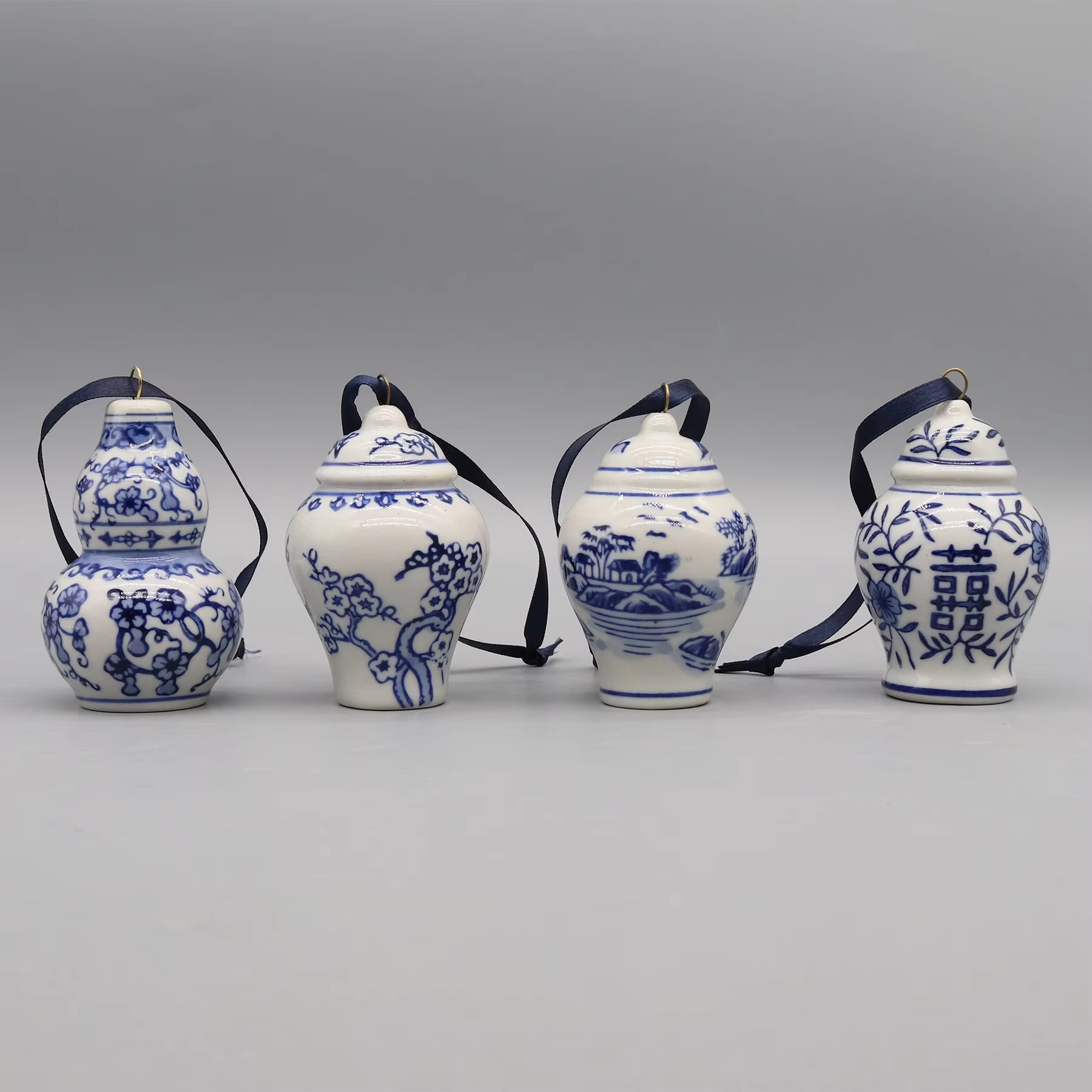 Set of 12 Ceramic Pedants, Mini Ceramic Jar Models, Christmas Ornaments, Home Decoration