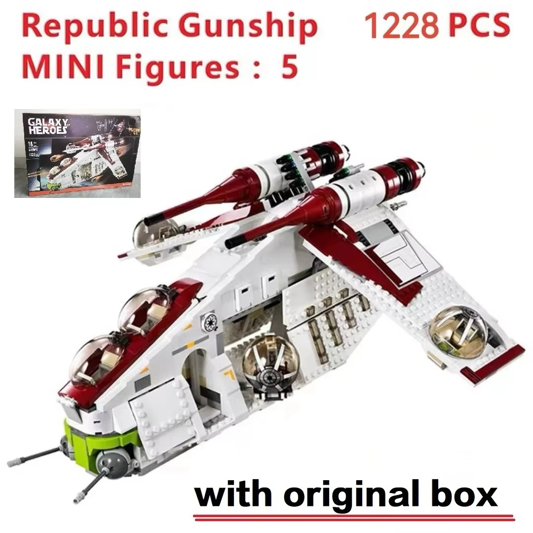 Hot toys compatible with 05041 Republic armed helicopter building blocks 1224 brick toy gift 75021 Christmas and birthday gift
