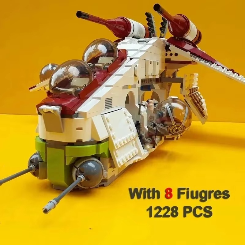 Hot toys compatible with 05041 Republic armed helicopter building blocks 1224 brick toy gift 75021 Christmas and birthday gift