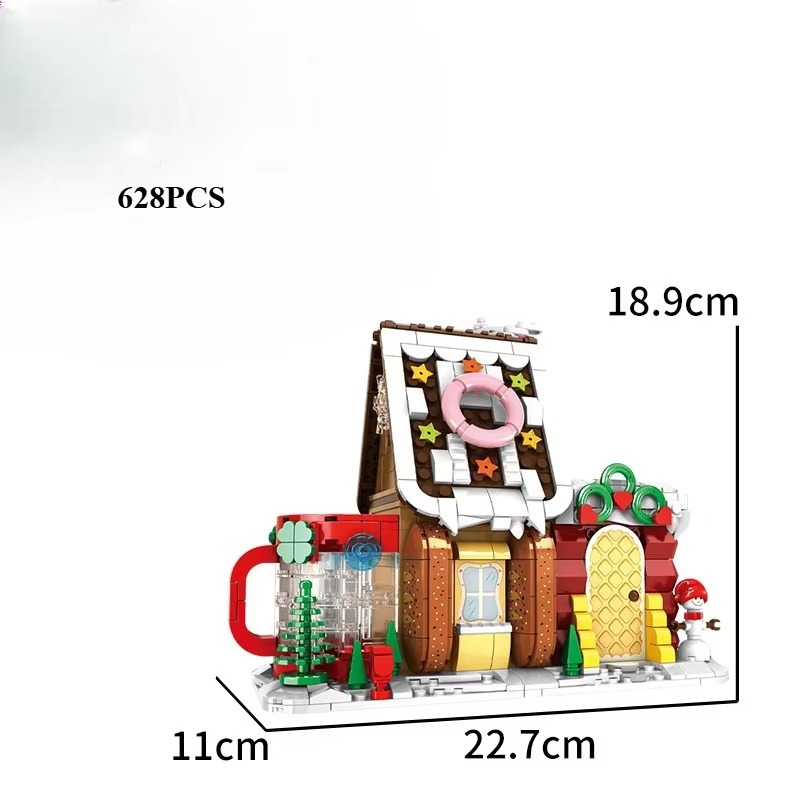 MOC Christmas Winter Holiday Gingerbread House Building Block Set Pen Box Hut Toys For Children Birthday Holiday Special Gifts