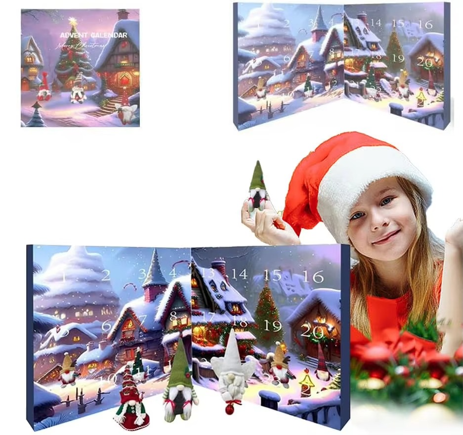 2025 Christmas Gnome Advent Calendar, 24 Day Christmas Advent Calendar with, Christmas Holiday Decor Gnome Calendar Gift (1pcs)