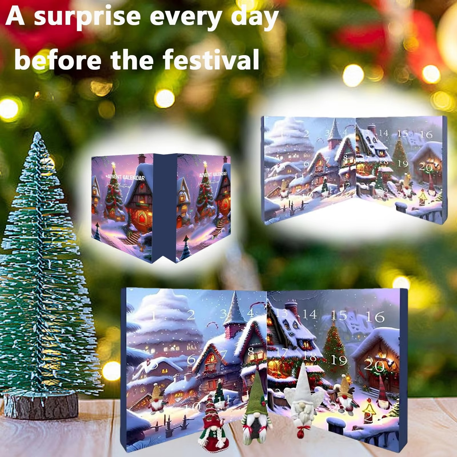 2025 Christmas Gnome Advent Calendar, 24 Day Christmas Advent Calendar with, Christmas Holiday Decor Gnome Calendar Gift (1pcs)