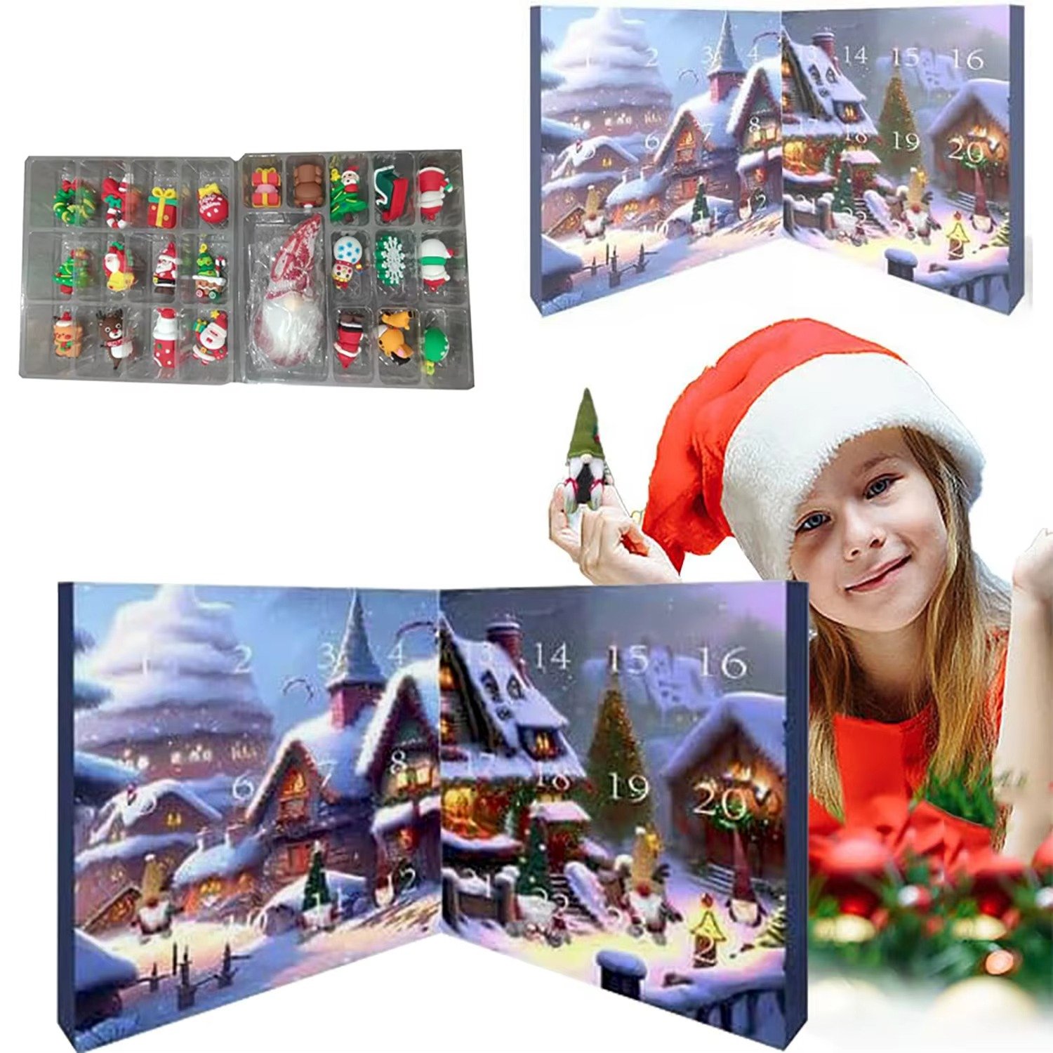 2025 Christmas Gnome Advent Calendar, 24 Day Christmas Advent Calendar with, Christmas Holiday Decor Gnome Calendar Gift (1pcs)