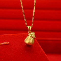 Boutique AU999 gold jewelry womens necklace fashionable cute small bottle pendant 24K pure gold clavicle necklace