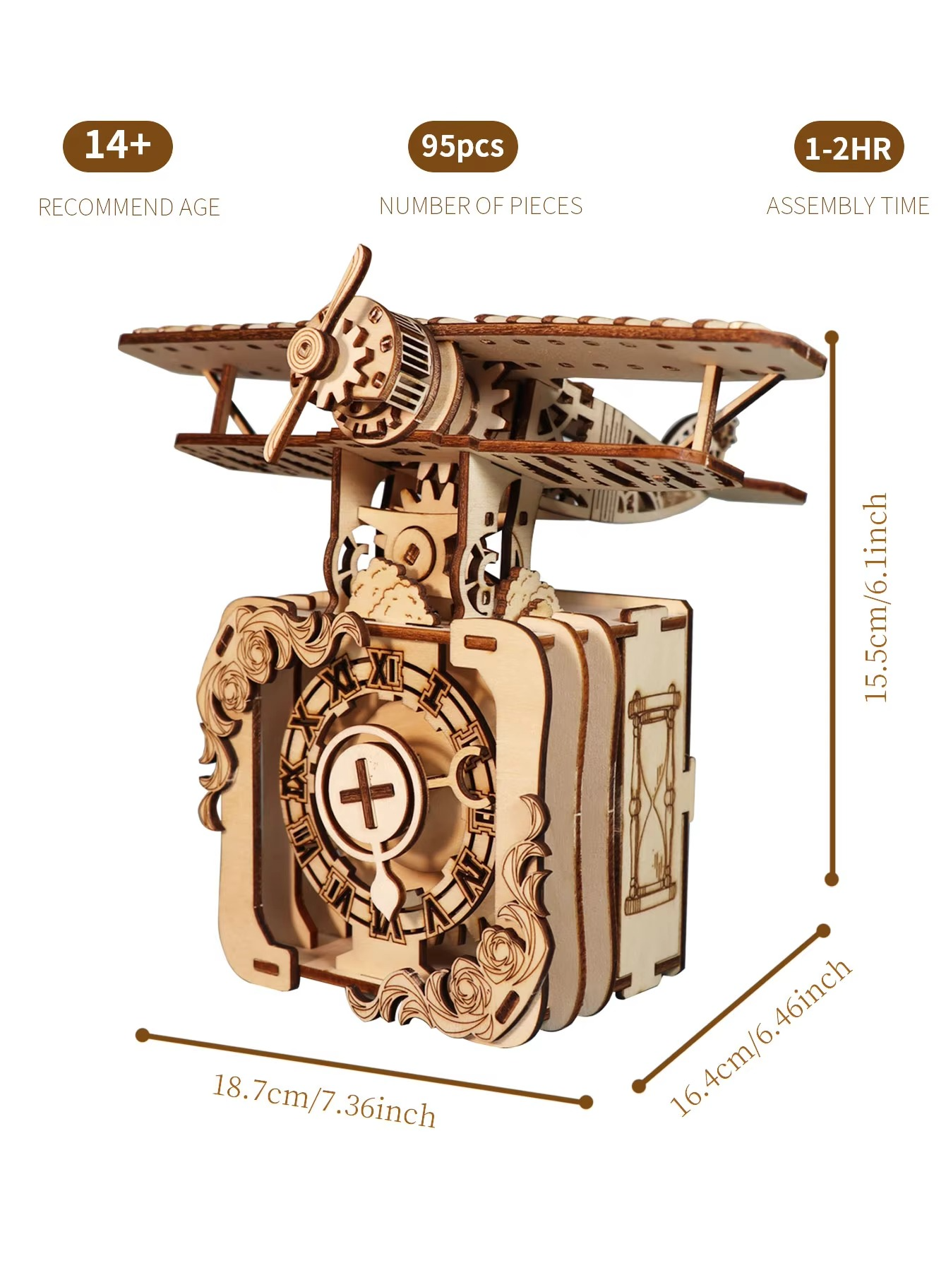 3d Wooden Puzzle Punk Airplane Music Box You Are My Sunshine Handmade Assembly Model Kit Holidays Brthdays Christmas Gifts