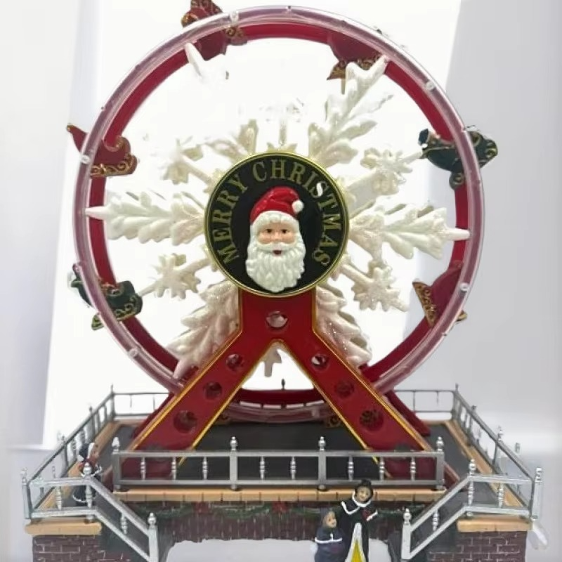 Vintage Mini Carousel Ferris Wheel Music Box Holiday Gift Toy Ornament Glowing Craft Wholesale