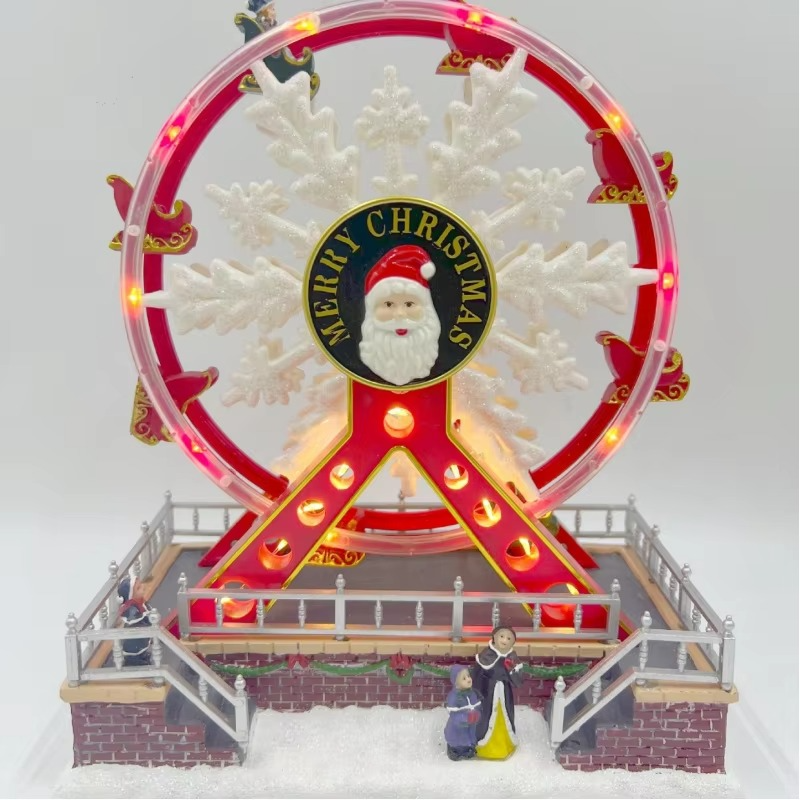 Vintage Mini Carousel Ferris Wheel Music Box Holiday Gift Toy Ornament Glowing Craft Wholesale
