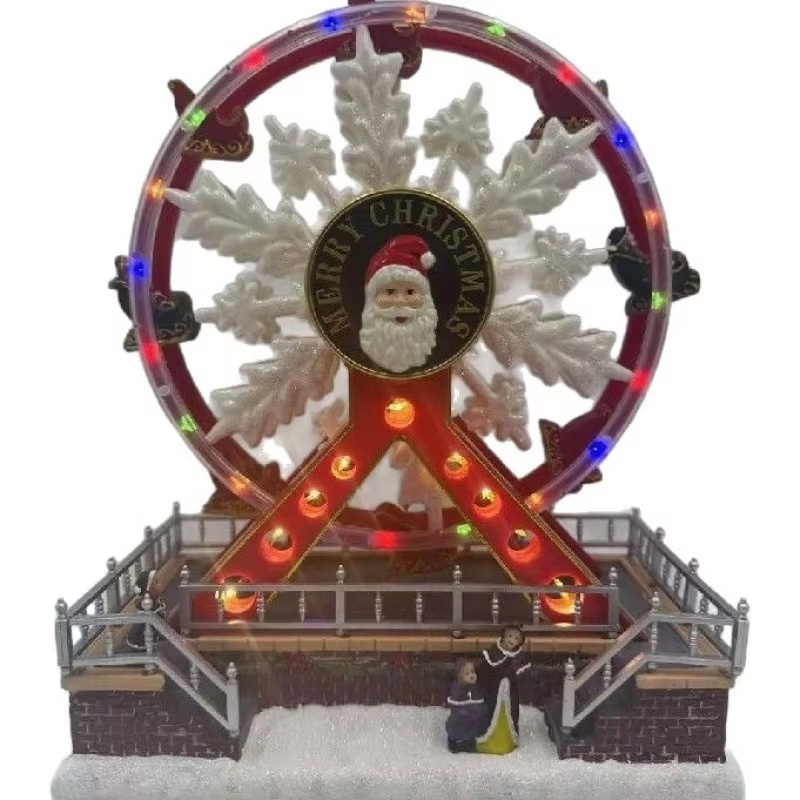 Vintage Mini Carousel Ferris Wheel Music Box Holiday Gift Toy Ornament Glowing Craft Wholesale