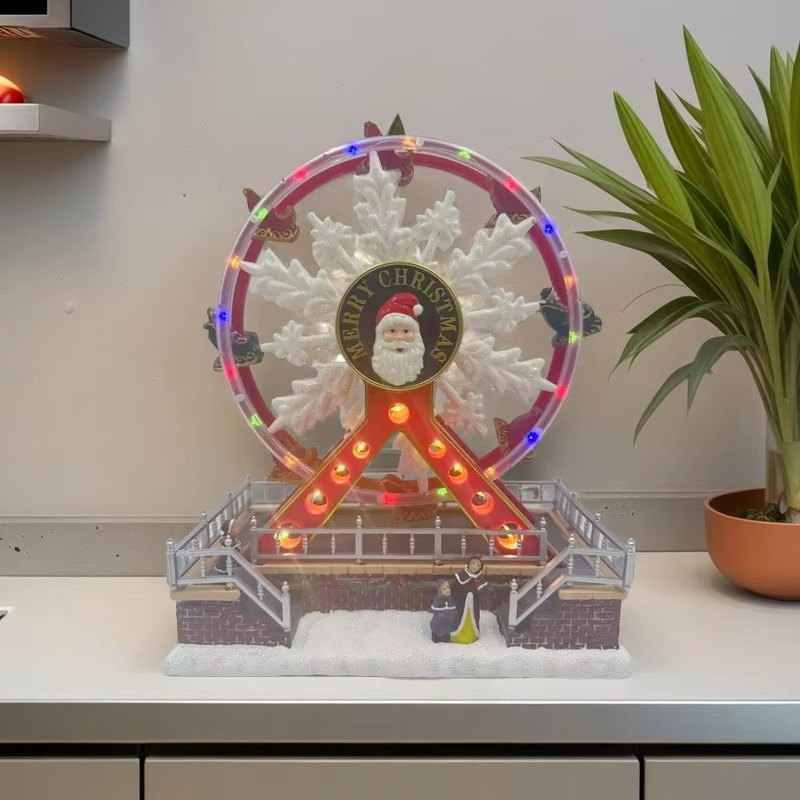 Vintage Mini Carousel Ferris Wheel Music Box Holiday Gift Toy Ornament Glowing Craft Wholesale