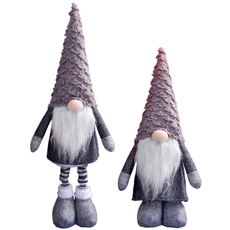 Christmas Faceless Gnome Plush Doll with Retractable Legs & Long Hat Elf Plush Toys Holiday Home Shop Window Decor LBS
