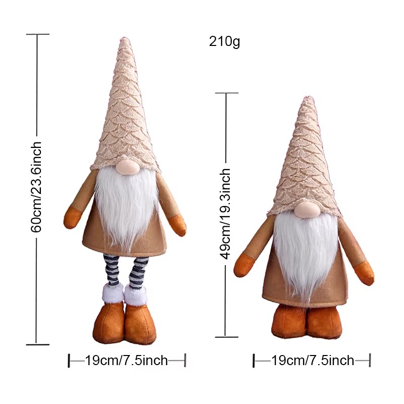 Christmas Faceless Gnome Plush Doll with Retractable Legs & Long Hat Elf Plush Toys Holiday Home Shop Window Decor LBS