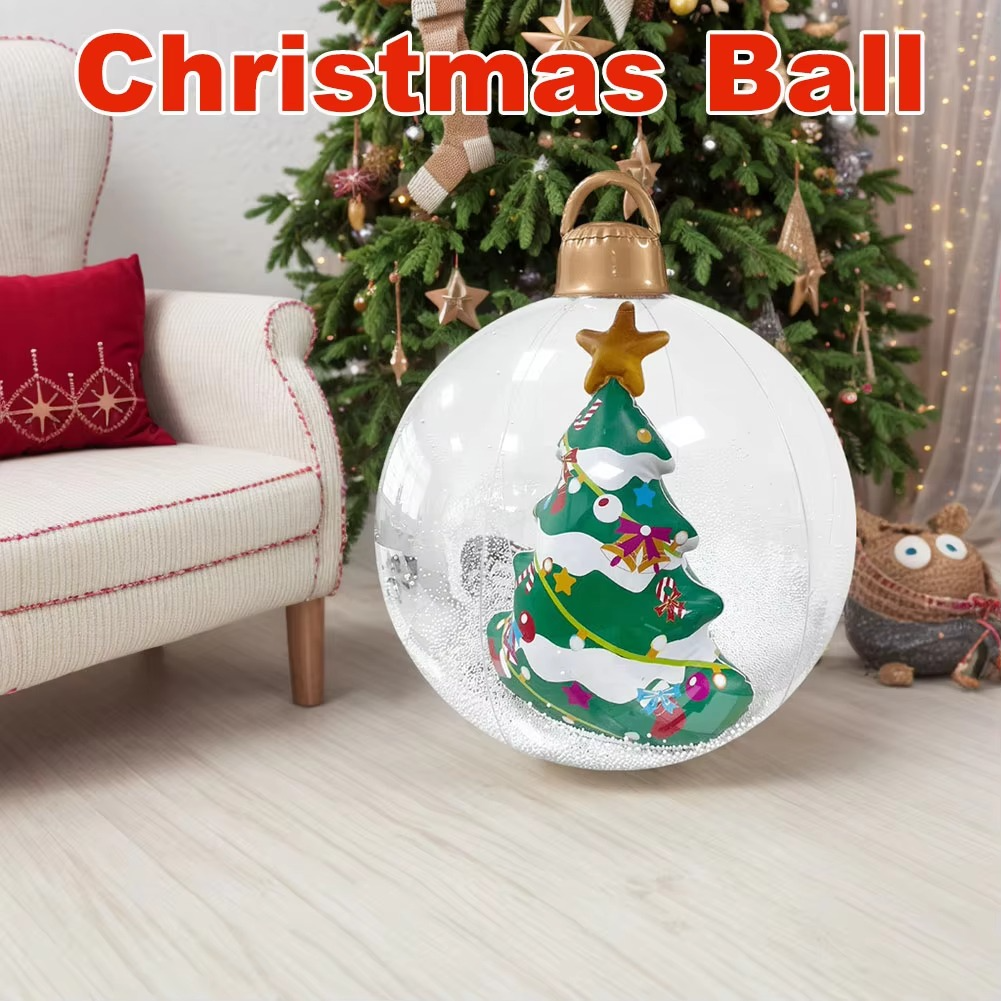 24 Inch Giant Inflatable Christmas Balls Outdoor Christmas Decorations with Light Remote for Holiday Party Indoor Outdoor Decor