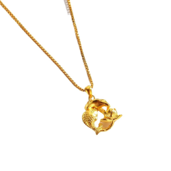 AU999 Gold Hollow Necklace Pendant Rich Koi Necklace 24K Real Gold Retro Fragrance Goldfish Women's Pendant