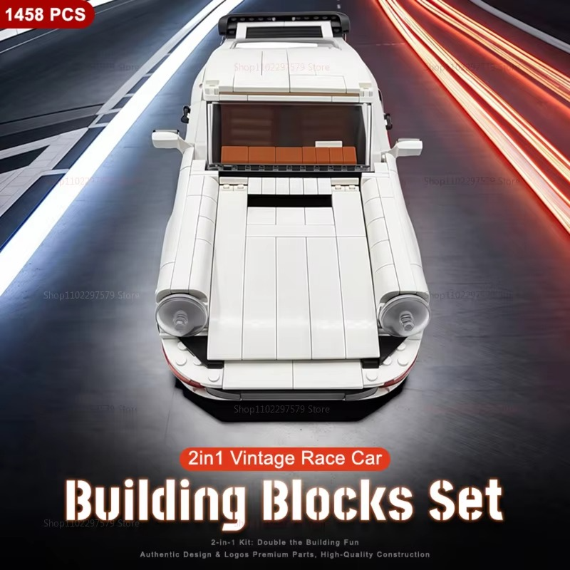1458PCS Retro Car Model Building Blocks Set 2in1 Vintage Race Car Kit for Adults Kids Collectors Gift Christmas Holiday DIY Toy