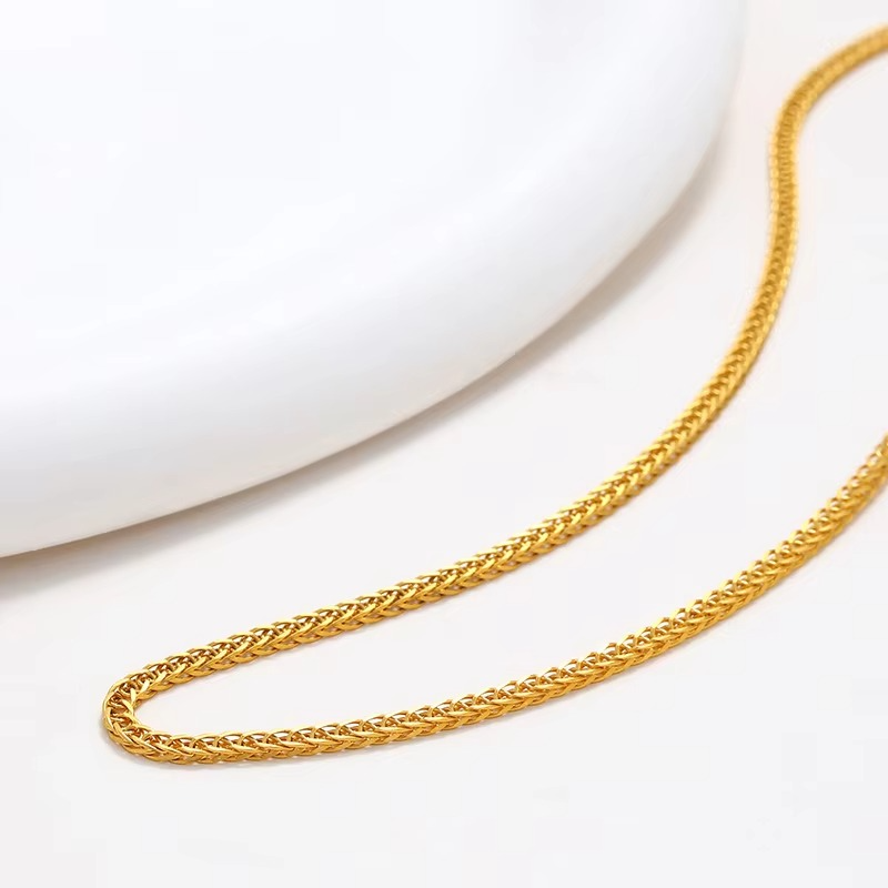 Luxury 24K 9999 Pure Gold real gold Square chain personality chain men's and women's boss necklace