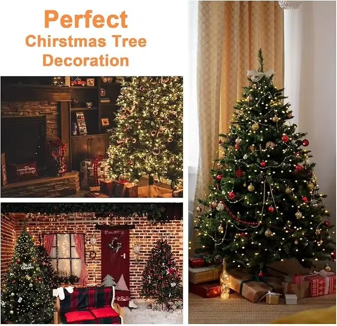 400LED Christmas Tree Topper Star Waterfall Lights Timer Outdoor Garden Memory Fairy String Lights Garland Holiday Lighting
