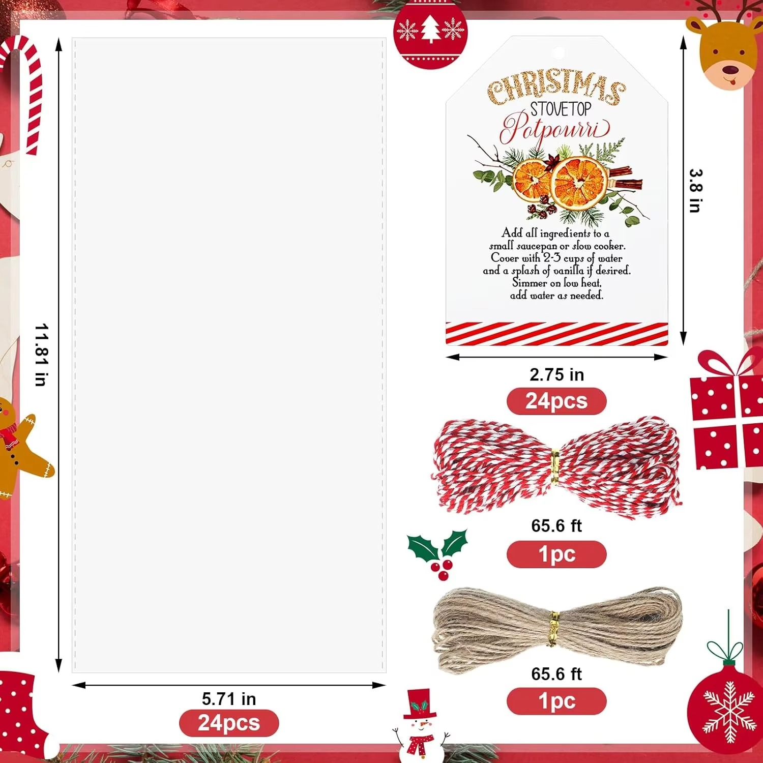 Pcs Christmas Potpourri Cellophane Bags Gift Decor (Square)