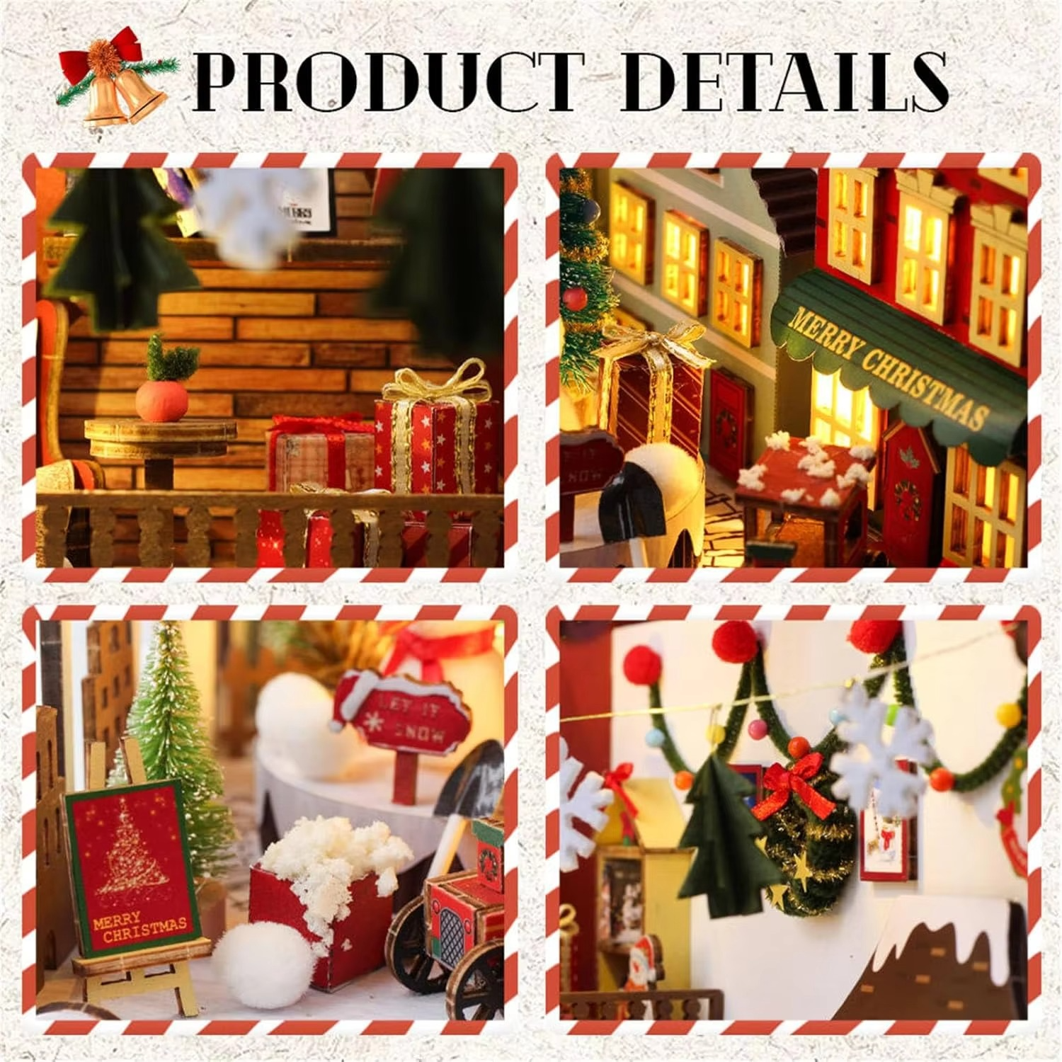 DIY Miniature House Kit with LED Lights - 3D Book Nook Kit Wooden Puzzle for Adults, Christmas Craft Decor, Creative Book Lovers