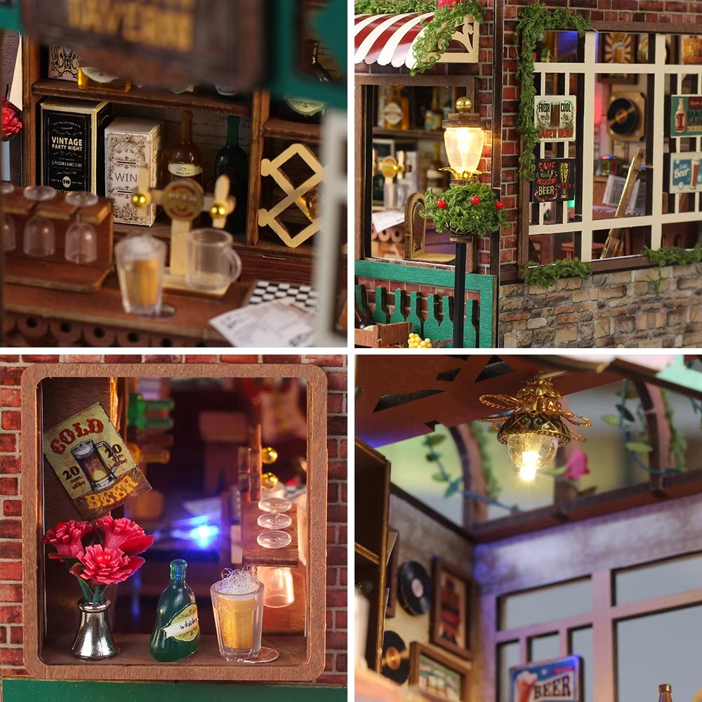 DIY Beer Bar Craft Kit – Handmade Micro House Model Christmas Gift for Adults, Creative Dollhouse Decor (Assembly Required)
