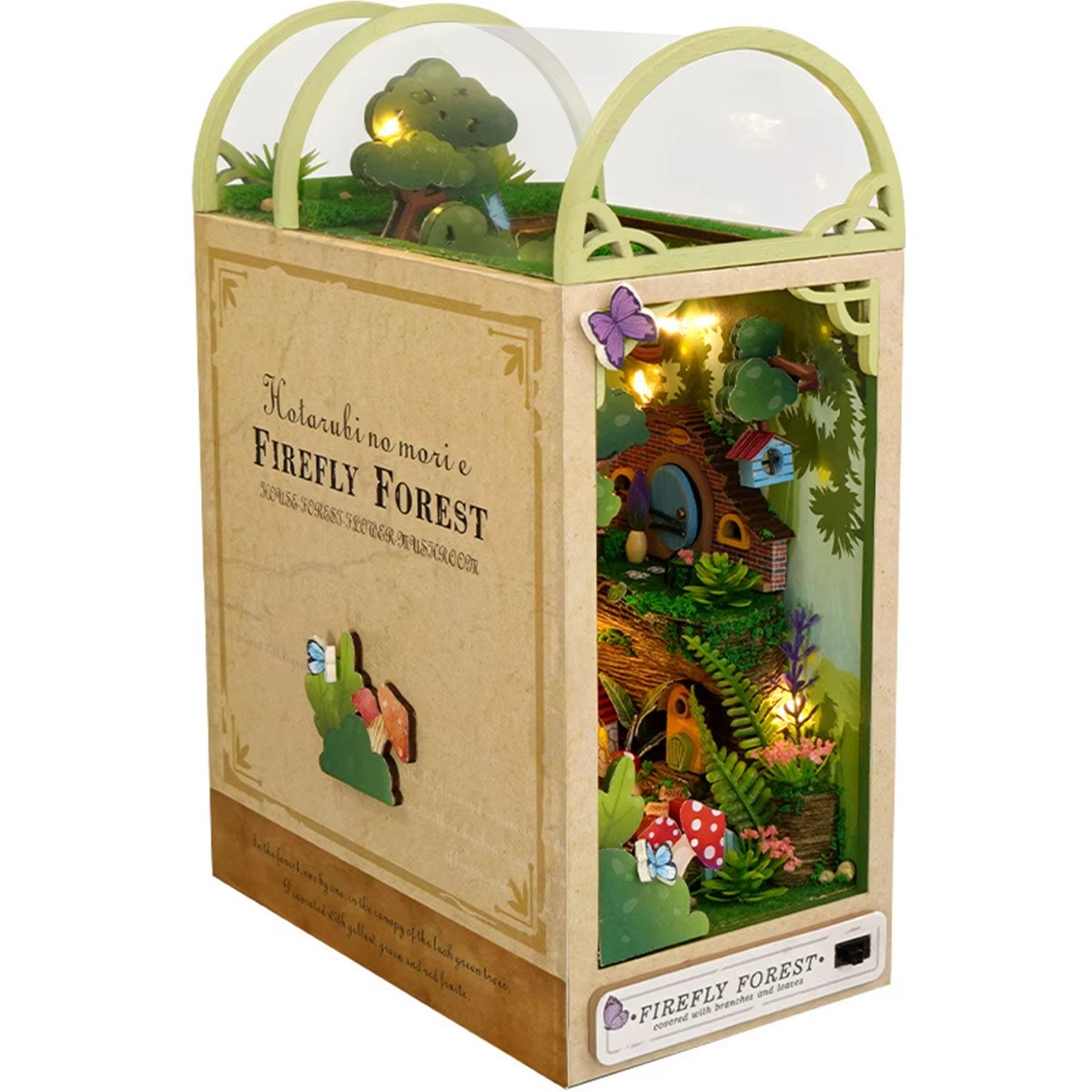 Firefly Forest DIY Booknook with Lights DIY Miniature Dolls House Kit 3D Wooden Puzzle Bookend Bookshelf Decor Christmas Gifts