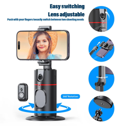 P02 Auto Face Tracking Tripod Auto Tracking Phone Holder Horizontal and Vertical Screen Switching 360° Rotating Phone Holder