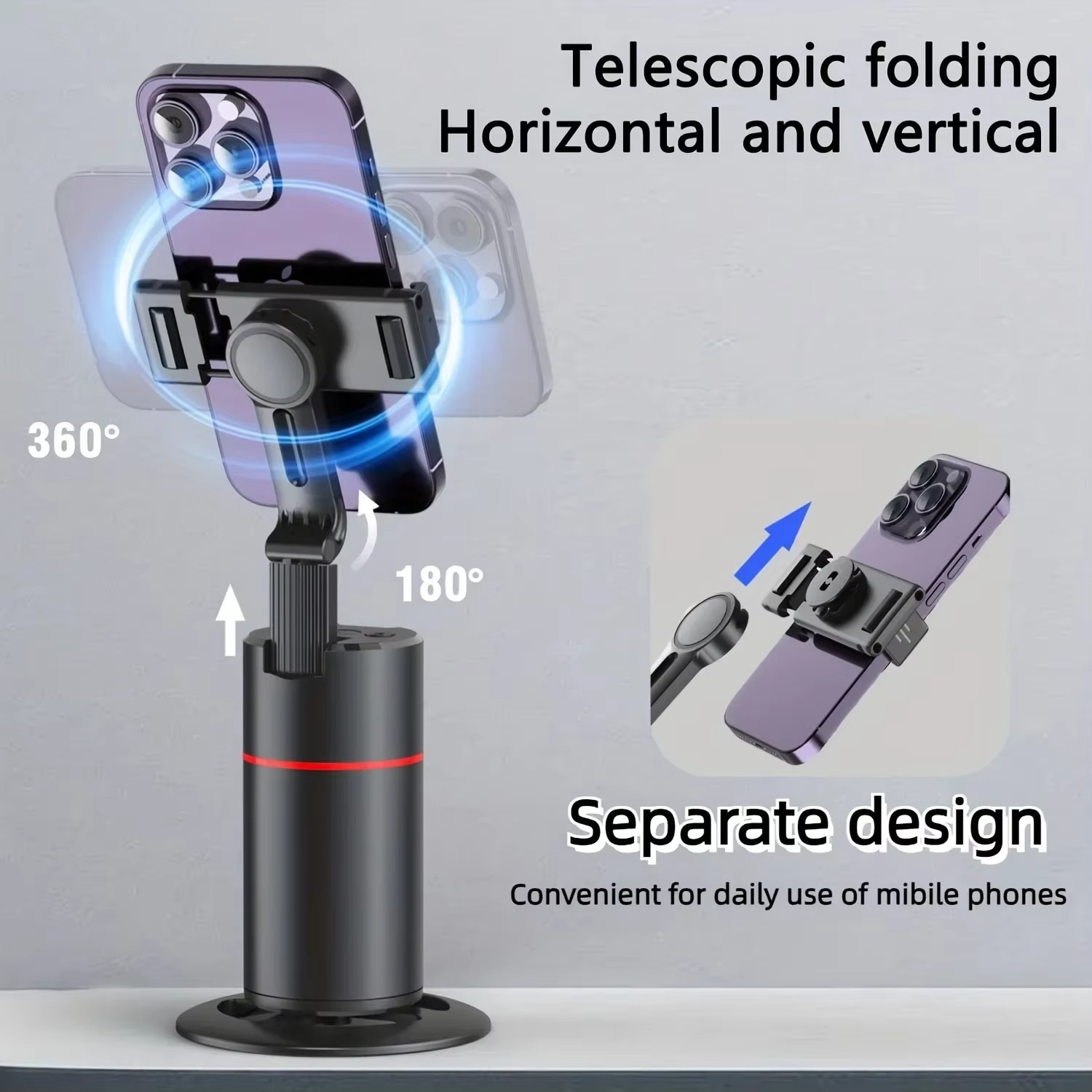 P02 Auto Face Tracking Tripod Auto Tracking Phone Holder Horizontal and Vertical Screen Switching 360° Rotating Phone Holder