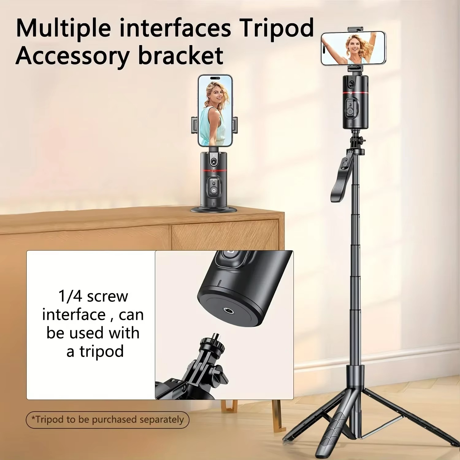 P02 Auto Face Tracking Tripod Auto Tracking Phone Holder Horizontal and Vertical Screen Switching 360° Rotating Phone Holder