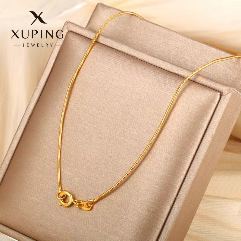 Luxury 24K 9999 Pure Gold real gold Women's Fashion Chain Round Snake Bone Chain Necklace