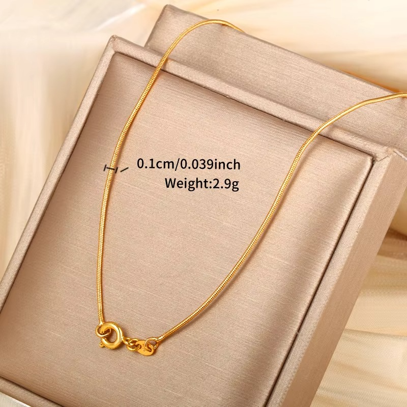 Luxury 24K 9999 Pure Gold real gold Women's Fashion Chain Round Snake Bone Chain Necklace