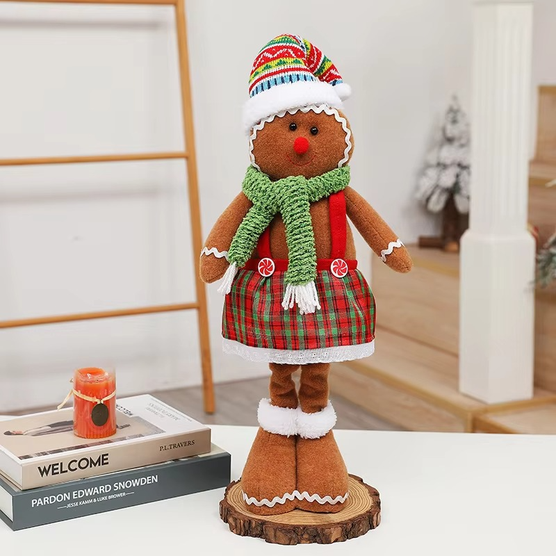 Large Gingerbread Man Doll Christmas Plush Leg Dolls Xmas Tree Ornaments New Year Kids Gift Christmas Decorations for Home