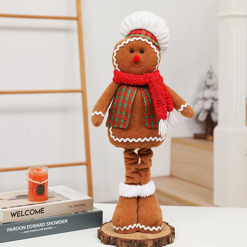 Large Gingerbread Man Doll Christmas Plush Leg Dolls Xmas Tree Ornaments New Year Kids Gift Christmas Decorations for Home